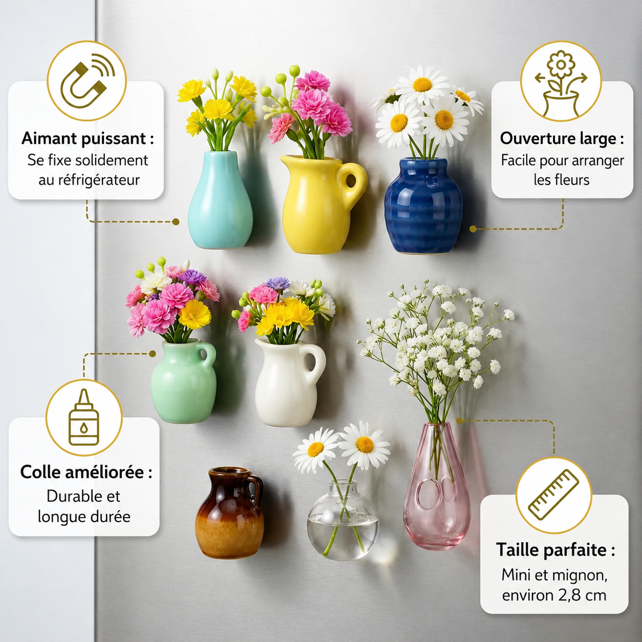 Mini-vases magnétiques en céramique