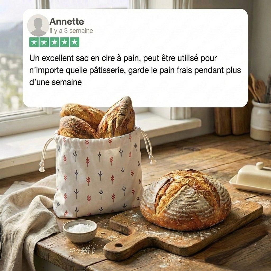 Sacs à pain premium 100% coton et cire d’abeille
