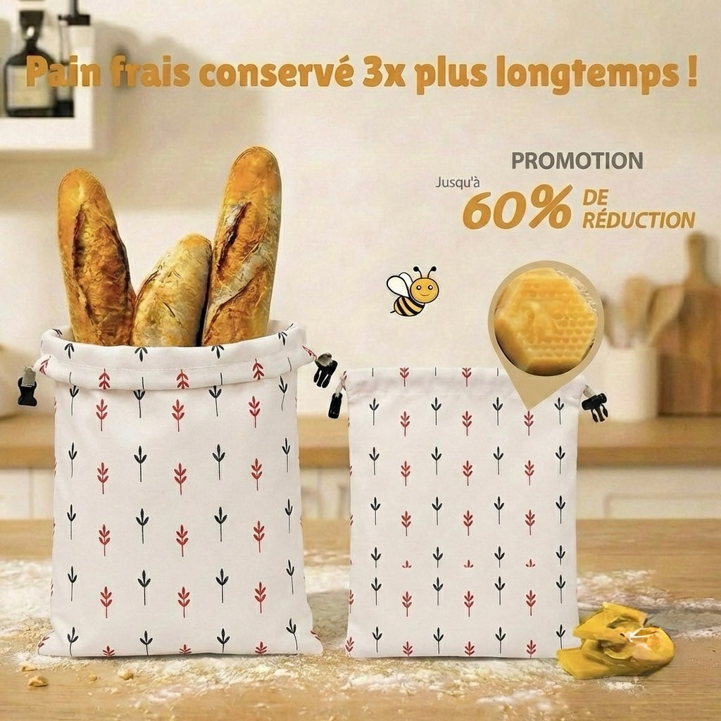 Sacs à pain premium 100% coton et cire d’abeille