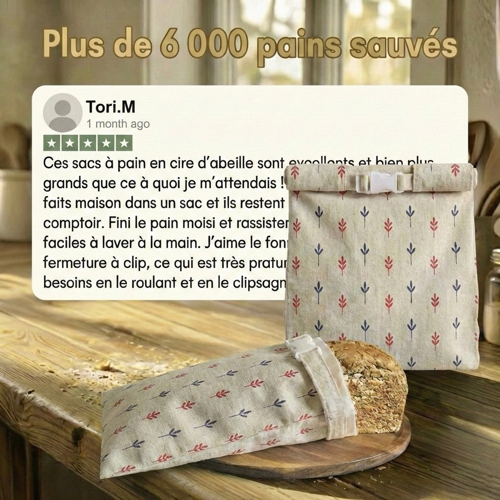 Sacs à pain premium 100% coton et cire d’abeille