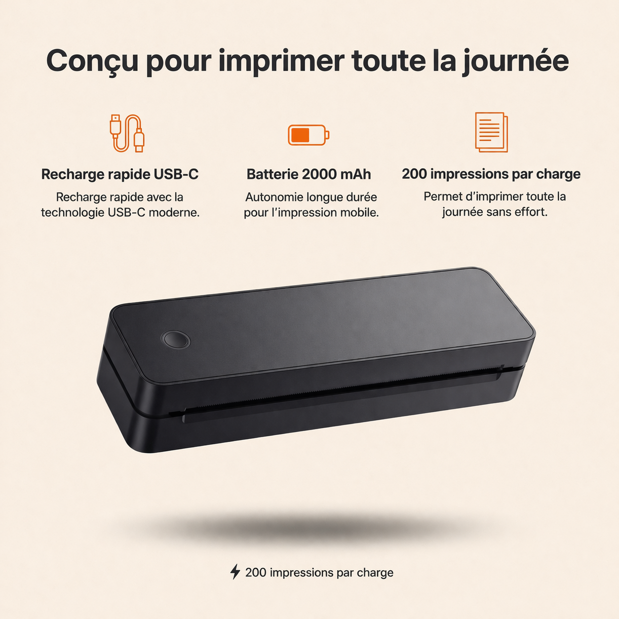 OMINALY® Imprimante Thermique Sans Encre